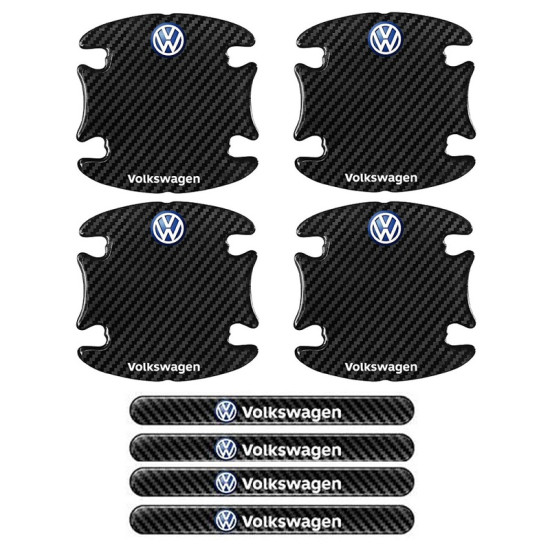 Προστατευτικά Πόρτας Αυτοκινήτου Carbon Μαύρα Σετ 8τμχ VOLKSWAGEN - ΟΕΜ