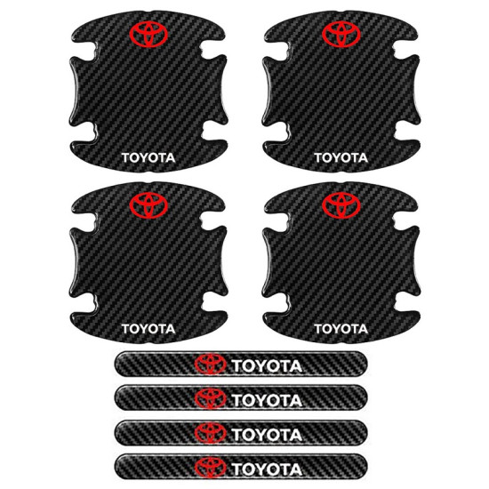 Προστατευτικά Πόρτας Αυτοκινήτου Carbon Μαύρα Σετ 8τμχ TOYOTA - ΟΕΜ