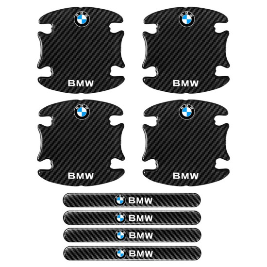 Προστατευτικά Πόρτας Αυτοκινήτου Carbon Μαύρα Σετ 8τμχ BMW - ΟΕΜ