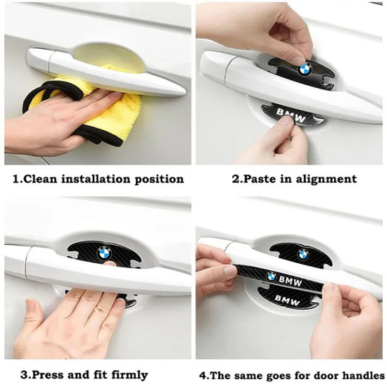 Προστατευτικά Πόρτας Αυτοκινήτου Carbon Μαύρα Σετ 8τμχ BMW - ΟΕΜ