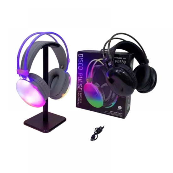 Ασύρματο ακουστικά Bluetooth LED - Headphones - PG580 - RGB - Black