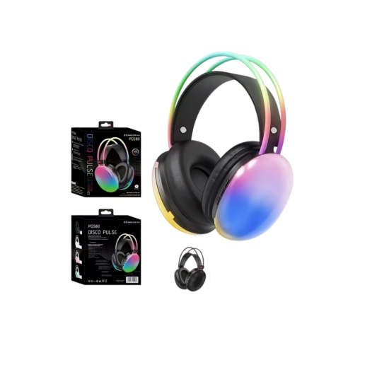 Ασύρματο ακουστικά Bluetooth LED - Headphones - PG580 - RGB - Black