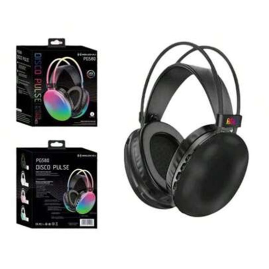 Ασύρματο ακουστικά Bluetooth LED - Headphones - PG580 - RGB - Black