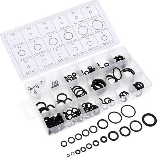 Σετ Λαστιχάκια O-Ring Μαύρο 225τμχ-OEM