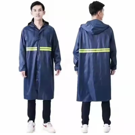 Αδιάβροχο Πόντσο Με Διακριτή Φωσφοριζέ Οριζόντια Ρίγα Μπλε