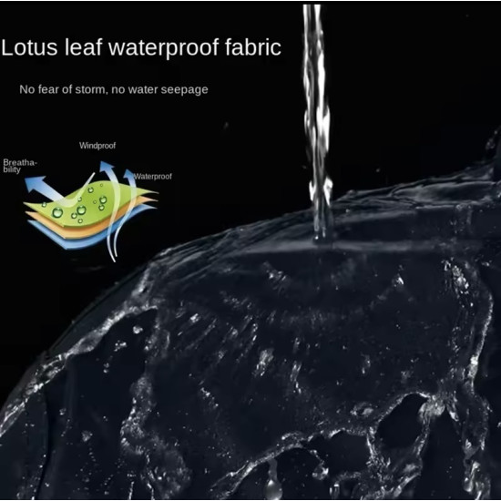 Αδιάβροχο Πόντσο Με Διακριτή Φωσφοριζέ Οριζόντια Ρίγα Μπλε