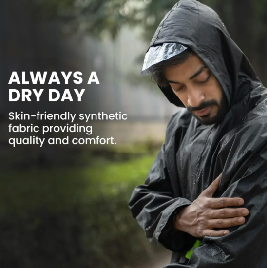 Αδιάβροχο Σετ Με Διακριτή Φωσφοριζέ Οριζόντια Ρίγα Μαύρο