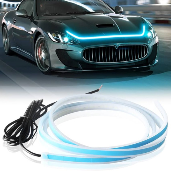 Led ταινία για καπό και φανάρια αυτοκινήτου φώτα ημέρας 1.50cm ψυχρό λευκό παλλόμενο - OEM