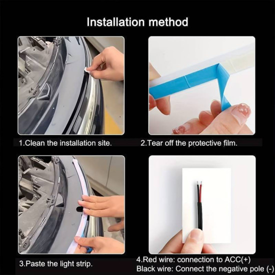 Led ταινία για καπό και φανάρια αυτοκινήτου φώτα ημέρας 1.50cm ψυχρό λευκό παλλόμενο - OEM