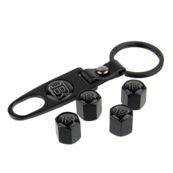 Καπάκια βαλβίδων αυτοκινήτου σετ 4τμχ με κλειδί μπρελόκ Brabus Air Cap – μαύρα