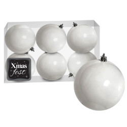 Μπάλες Λευκές πακ=6τεμ φ8 ø8cm Xmasfest 1131329