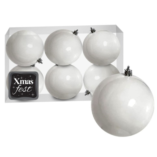 Μπάλες Λευκές πακ=6τεμ φ8 ø8cm Xmasfest 1131329