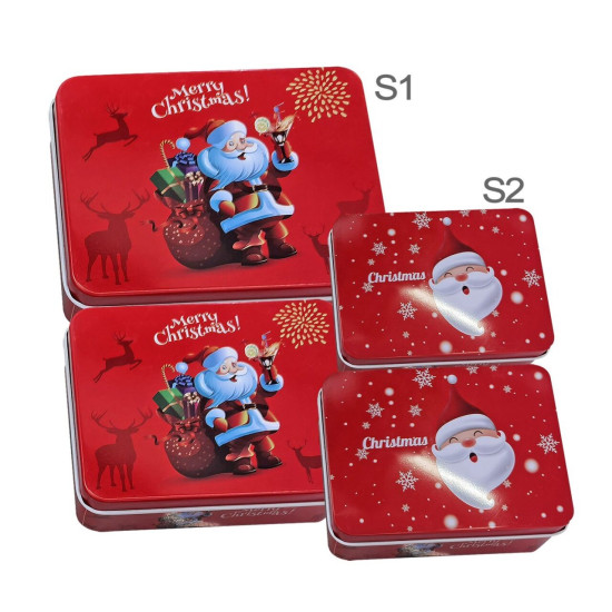 Κουτιά Μεταλλικά Xmas σετ=2 τεμ Ορθογώνια 14x10x4cm & 12x9x3,5cm Xmasfest 1133684
