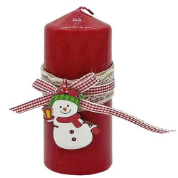 Κερί Κολώνα με Χιονανθρωπο & Φιόγκο 12x5cm Xmasfest 1133849