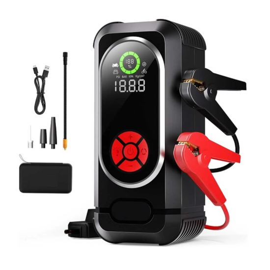 Φορητός εκκινητής αυτοκινήτου με αεροσυμπιεστή, 150PSI 800A 12V, οθόνη LED, φακό HW-0354
