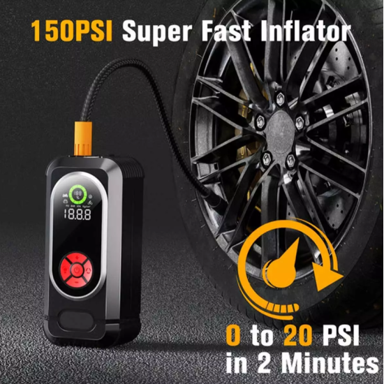 Φορητός εκκινητής αυτοκινήτου με αεροσυμπιεστή, 150PSI 800A 12V, οθόνη LED, φακό HW-0354