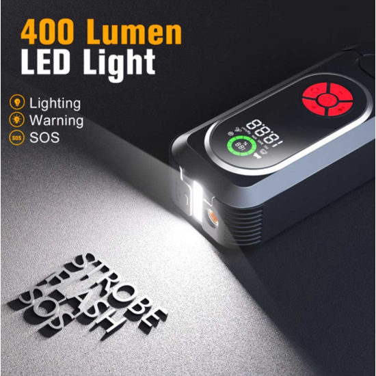 Φορητός εκκινητής αυτοκινήτου με αεροσυμπιεστή, 150PSI 800A 12V, οθόνη LED, φακό HW-0354