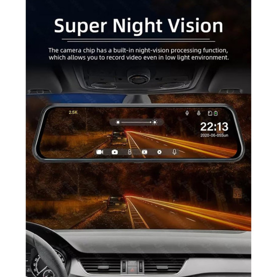 Εσωτερικός καθρέφτης καταγραφικό με διπλή οθόνη 1080p 24εκ. με 2 κάμερες εγγραφής XD2402