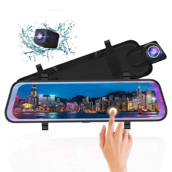 Εσωτερικός καθρέφτης καταγραφικό με διπλή οθόνη 1080p 24εκ. με 2 κάμερες εγγραφής XD2402