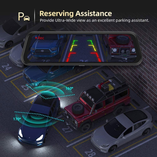 Εσωτερικός καθρέφτης καταγραφικό με διπλή οθόνη 1080p 24εκ. με 2 κάμερες εγγραφής XD2402