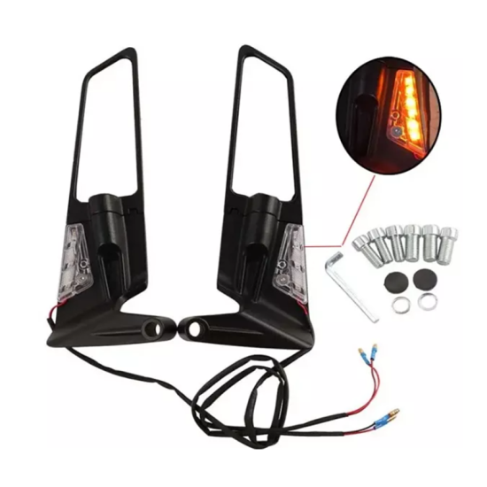 Σετ Καθρέφτες Μοτοσυκλέτας Περιστρεφόμενοι Αλουμινίου με φως LED 2τμχ 230 x 86 x 48 mm HW-0343