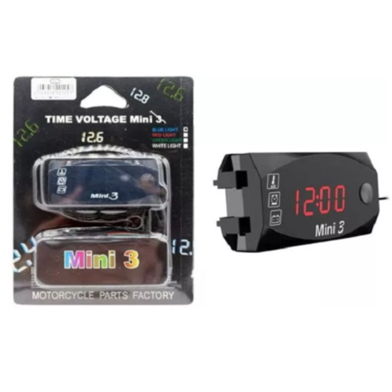 Ψηφιακός μετρητής βολτόμετρο, ρολόι και θερμοκρασίας με κόκκινη γραμματοσειρά HW-0339 Μαύρο Ψηφιακός μετρητής βολτόμετρο, ρολόι και θερμοκρασίας με κόκκινη γραμματοσειρά HW-0339 Μαύρο