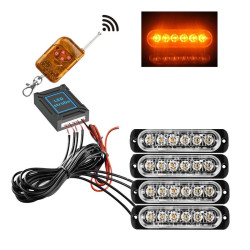 Σετ φανάρια LED πορτοκαλί 6 SMD 12V/24V με 12 λειτουργίες και χειριστήριο 4 τεμαχίων IP66 OEM