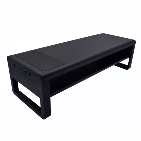 Πολυχρηστική Διπλή Βάση Αλουμινίου για Οθόνες Η/Υ με 4xUSB Θύρες & Βάση Ασύρματης Φόρτισης Vaydeer ZGC241 – Μαύρο