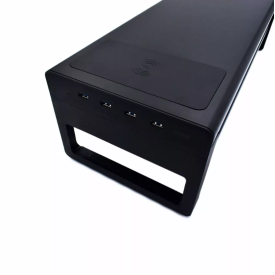 Πολυχρηστική Διπλή Βάση Αλουμινίου για Οθόνες Η/Υ με 4xUSB Θύρες & Βάση Ασύρματης Φόρτισης Vaydeer ZGC241 – Μαύρο