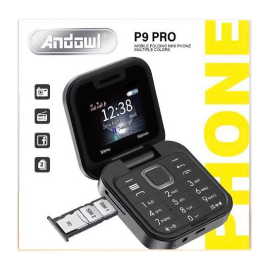 Μίνι Κινητό Tηλέφωνο Πτυσσόμενο Andowl P9 PRO Flip – Μαύρο