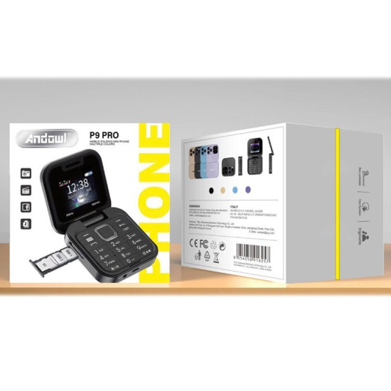 Μίνι Κινητό Tηλέφωνο Πτυσσόμενο Andowl P9 PRO Flip – Μαύρο
