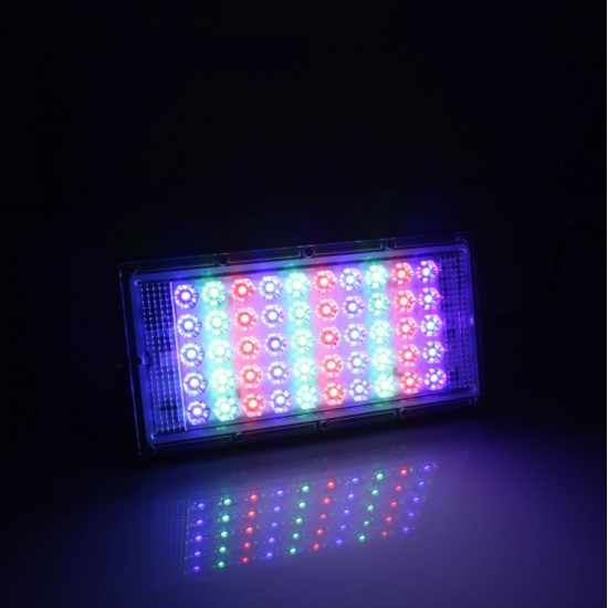 LED Αδιάβροχος προβολέας super slim RGB 220V 50W 4500LM IP66 με τηλεχειριστήριο μαύρος ΟΕΜ