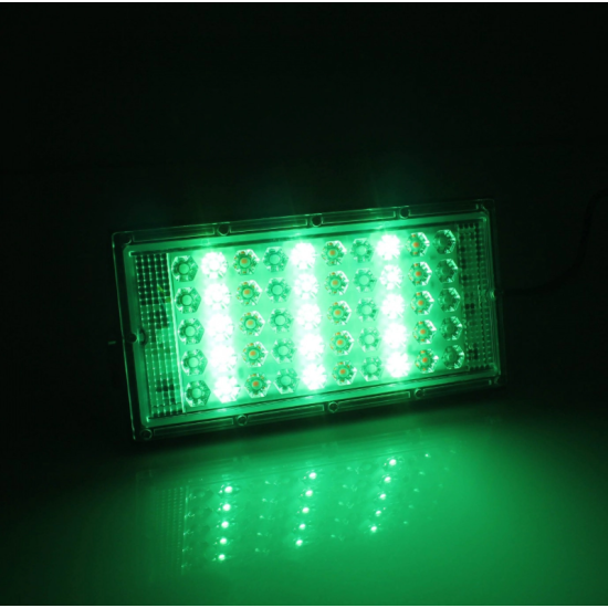 LED Αδιάβροχος προβολέας super slim RGB 220V 50W 4500LM IP66 με τηλεχειριστήριο μαύρος ΟΕΜ