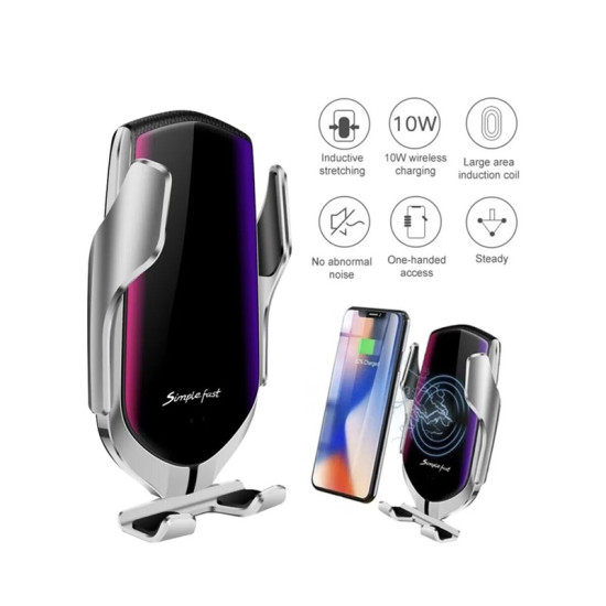 Βάση Κινητού Αυτοκινήτου Smart Sensor R1 E με Κλιπ, σε ασημί χρώμα