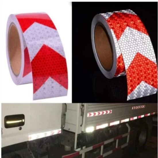 Αυτοκόλλητη Aνακλαστική Tαινία 50mm*5m Ασημί Κόκκινο