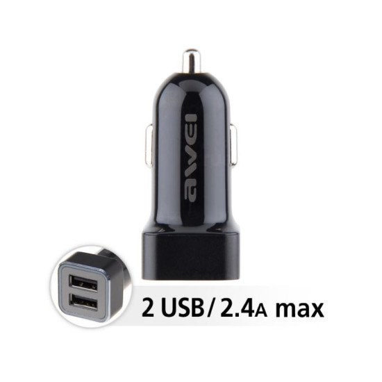 Φορτιστής USB 2.4ΑΗ AWEI C-200 Mαύρο