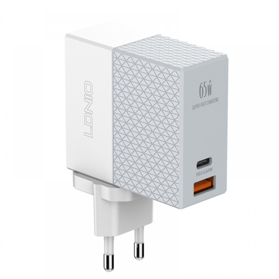 Φορτιστής Ταξιδιού LDNIO A2620C με δυο θύρες Usb-C / Usb-A & καλώδιο Type-C 65W (Άσπρο) Φορτιστής Ταξιδιού LDNIO A2620C με δυο θύρες Usb-C / Usb-A & καλώδιο Type-C 65W (Άσπρο)
