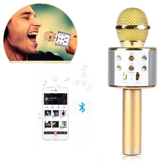 Ασύρματο Μικρόφωνο Bluetooth με Ενσωματωμένο Ηχείο και Karaoke Microphone Q7 WS-858 OEM