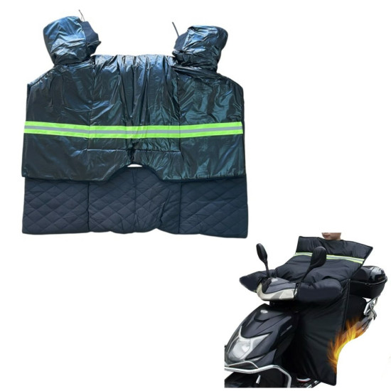 Αδιάβροχη Κουβέρτα Αναβάτη Ποδιών - Χεριών Μοτοσυκλέτας με Εσωτερική Επένδυση και γραμμή φωσφωριζέ Universal 75x100cm Μαύρο