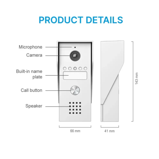 Ασύρματο Σετ Θυροτηλεόρασης με Οθόνη και Κάμερα 1 Κουδουνιού RL-B7K