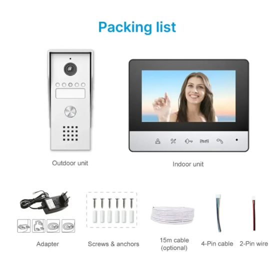 Ασύρματο Σετ Θυροτηλεόρασης με Οθόνη και Κάμερα 1 Κουδουνιού RL-B7K