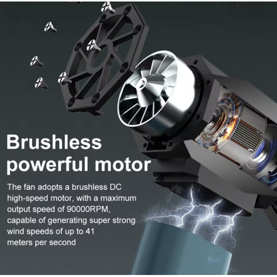 Mini Επαναφορτιζόμενος Φυσητήρας Χειρός Turbo 130000RPM Μαύρος