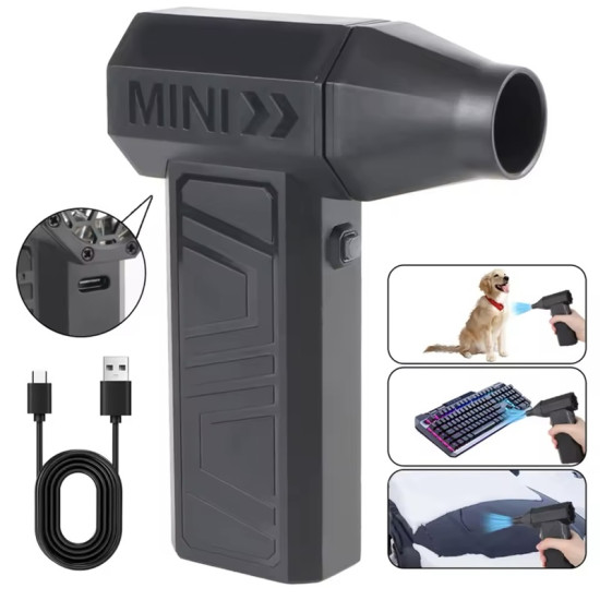 Mini Επαναφορτιζόμενος Φυσητήρας Χειρός Turbo 130000RPM Μαύρος