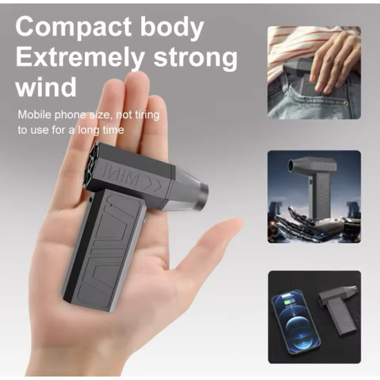 Mini Επαναφορτιζόμενος Φυσητήρας Χειρός Turbo 130000RPM Μαύρος Mini Επαναφορτιζόμενος Φυσητήρας Χειρός Turbo 130000RPM Μαύρος