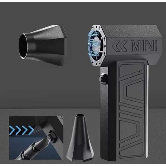 Mini Επαναφορτιζόμενος Φυσητήρας Χειρός Turbo 130000RPM Μαύρος Mini Επαναφορτιζόμενος Φυσητήρας Χειρός Turbo 130000RPM Μαύρος