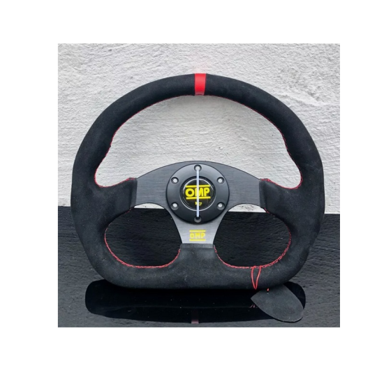 Αγωνιστικό τιμόνι 320 mm OMP σουέτ Σχήμα D μαύρο με κόκκινη ραφή HW-0298