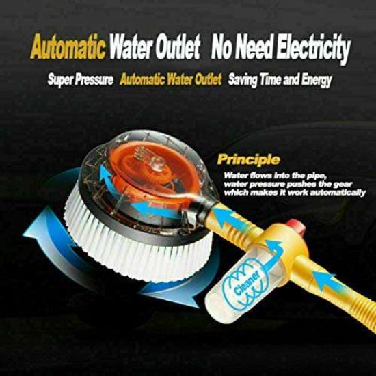 Περιστρεφόμενη Ρυθμιζόμενη Βούρτσα Πλυσίματος Αυτοκινήτου με Δοχείο Σαπουνιού και Ρυθμιζόμενη Ένταση Πίεσης Νερού