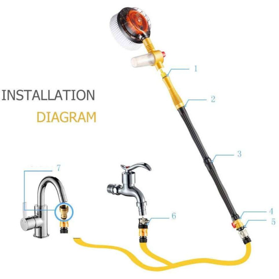 Περιστρεφόμενη Ρυθμιζόμενη Βούρτσα Πλυσίματος Αυτοκινήτου με Δοχείο Σαπουνιού και Ρυθμιζόμενη Ένταση Πίεσης Νερού