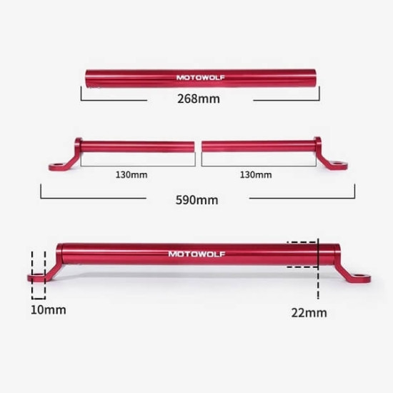 Motowolf Ρυθμιζόμενη Μπάρα Μοτοσυκλέτας Αλουμινίου για Τιμόνι Μαύρο MDL3514 
