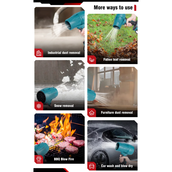 Επαναφορτιζόμενος Φυσητήρας Χειρός με Δύο Μπαταρίες Λιθίου 36v Μαύρο.